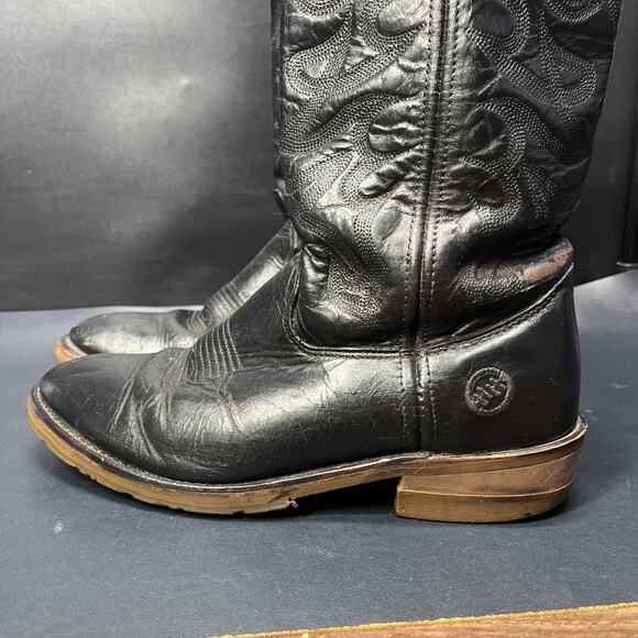 Vintage Double H Cowboy Boots Western Rockabilly Mens 8.5 D Black Leather main image 8